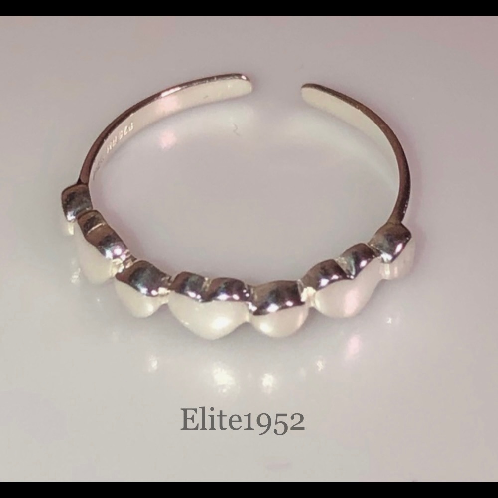 925 100% solid Sterling Silver Heart Toe Midi Knuckle Ring adjustable - Picture 2 of 8